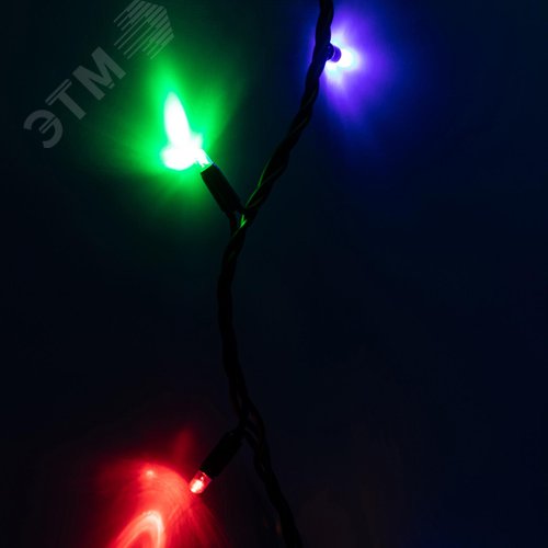 Гирлянда нить светодиодная новогодняя черный ПВХ 10 м мультиколор 100 LED, IP65 ERAPS-PM10 - фото 2