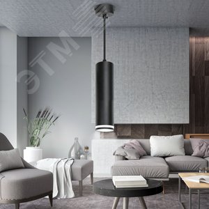 Светильник подвесной (подвес) PL16 BK MR16/GU10, черный, потолочный, цилиндр - фото 2