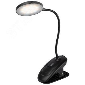 Светильник настольный NLED-513-6W-BK светодиодный аккумуляторный на прищепке черный - фото 5