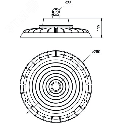 Светильник светодиодный подвесной ДСП 200Вт 30000лм 5000K 80Ra Кп<5% КСС Г SPP-407-090-50K-200 - фото 5
