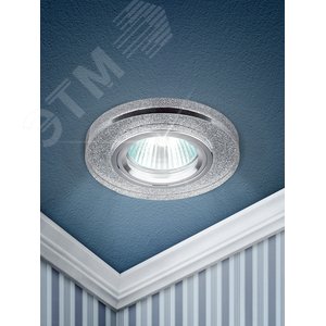Светильник декор стекло круглое MR16,12V/220V, 50W, хром/серебряный блеск DK7 CH/SHSL - фото 3