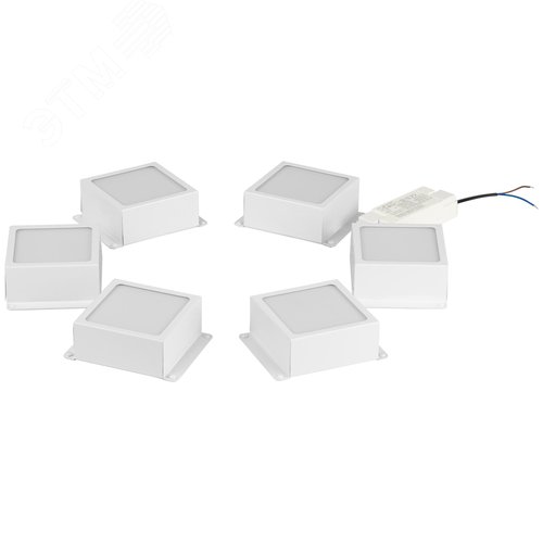 Изображение товара Светильник светодиодный 4000К 3420Лм IP40 89x89x40 белый грильято 100х100 6 штук SPO-646-3-4K-W6 36Вт (компл)