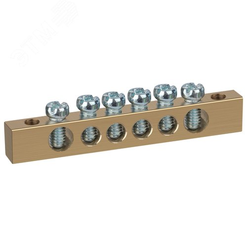 Изображение товара Шина NO-122-02 PEN земля-ноль 6х9мм 6/2 латунная с креплениями по краям (шт)