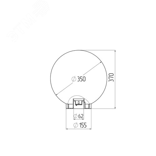 Светильник на опору/кронштейн НТУ 02-100-351 шар белый призма IP44 Е27 max100Вт d350mm - фото 2