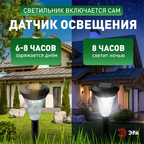 Светильник уличный SL-PL31-M Набор 10 шт на солнечной батарее, черный, 31 см - фото 10