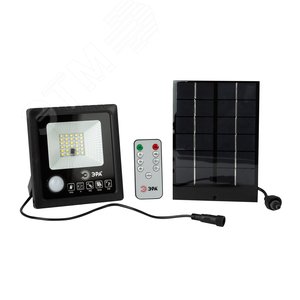 Изображение товара Прожектор светодиодный уличный на солнечных батареях 20W 350 lm 5000K с датчиком движения ПДУ IP65 (шт)