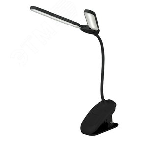 Изображение товара Светильник настольный NLED-512-6W-BK светодиодный аккумуляторный на прищепке черный (шт)