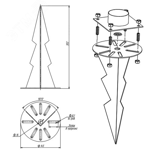 Держатель грунтовый для установки опор под светильники НТУ шары ДГ-03 - фото 5