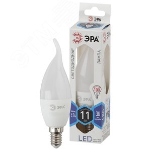 Лампа светодиодная LED BXS-11W-840-E14 (диод, свеча на ветру, 11Вт, нейтр, E14) (10/100/3600)