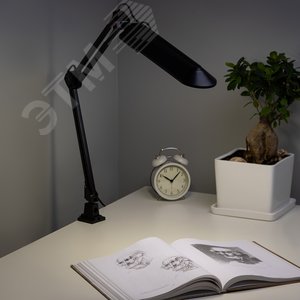 Светильник настольный с лампой PL на струбцине черный NL-201-G23-11W-BK - фото 7