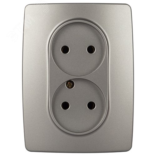 Изображение товара Розетка однофазная двойная скрытого монтажа, в рамку с заземлением без шторок титан 16А 250В IP20 автоматические (безвинтовые) зажимы 12-2107-16 Эра 12 (шт)