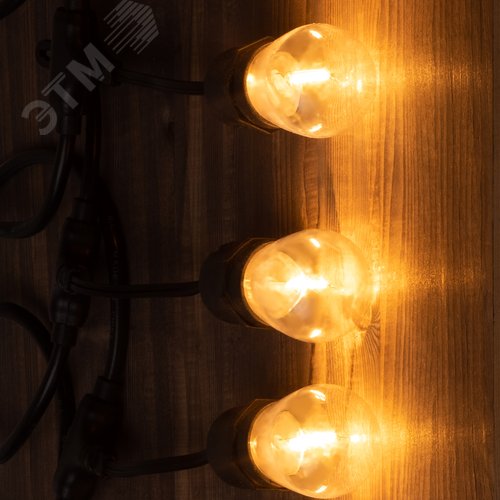 Гирлянда нить Филамент, 4,5 м, длина провода 60 см, 10 LED, теплый белый, E27, каучук, 220В, IP44 ERABL-FIL1 - фото 8