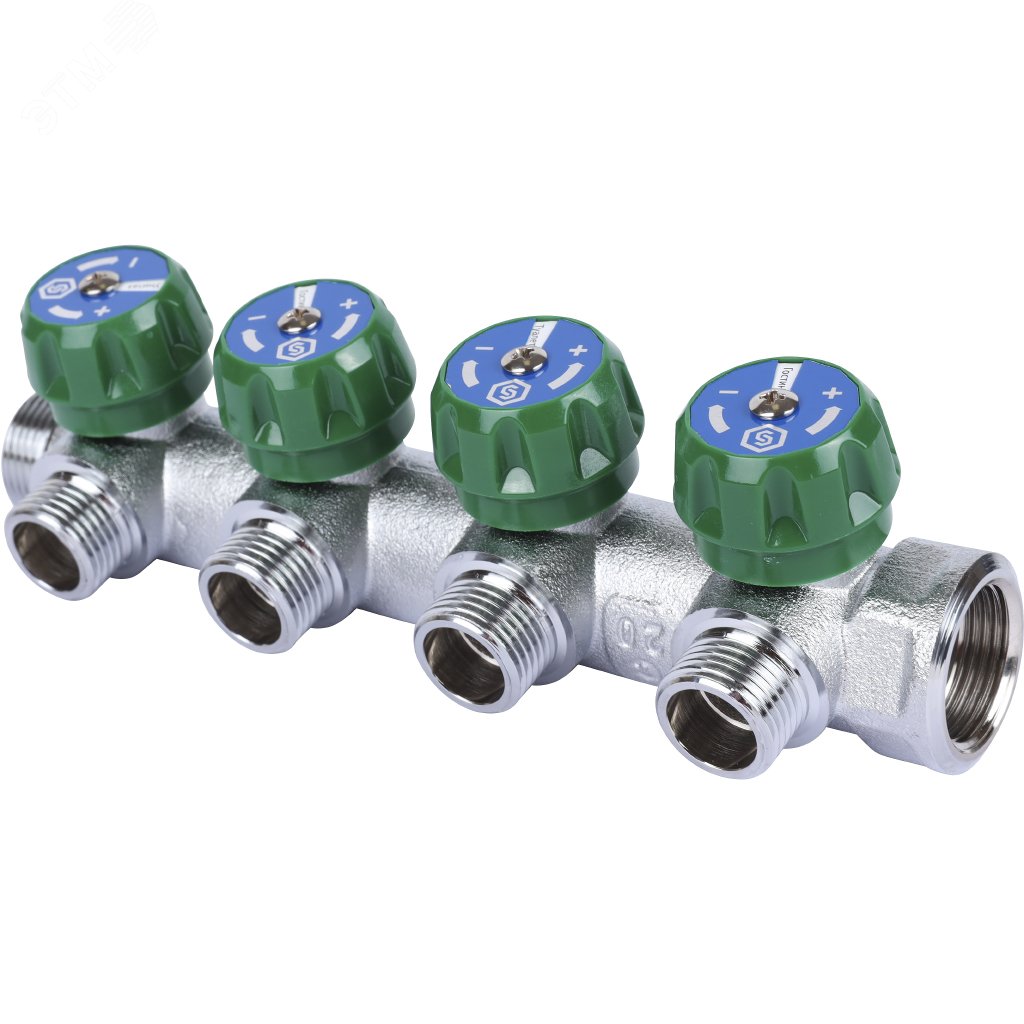 Изображение товара Коллектор регулирующий 3/4' 4 отвода с плоским уплотнением