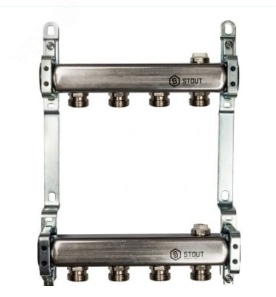 Изображение товара Коллектор из нержавеющей стали для радиаторной разводки 4 выхода