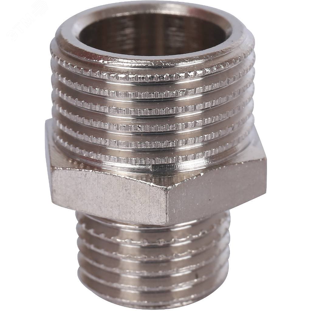 Изображение товара Ниппель переходной 3/8x1/4НН никелированный STOUT для труб из различных материалов