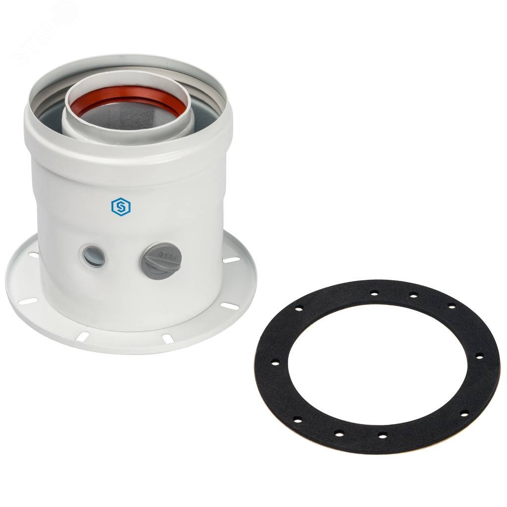 Изображение товара Элемент дымохода DN60/100 адаптер для котла вертикальный коаксиальный (шт)