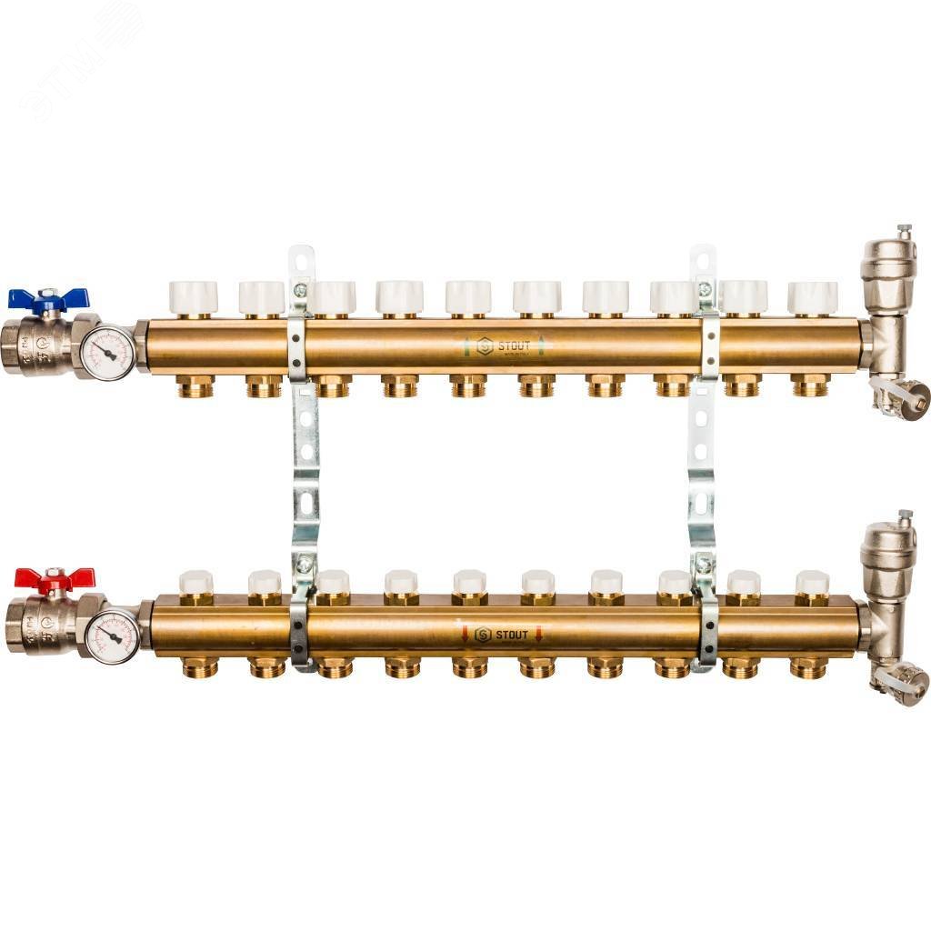Изображение товара Коллектор распределительный из латуни без расходомеров 10 вых. (шт)