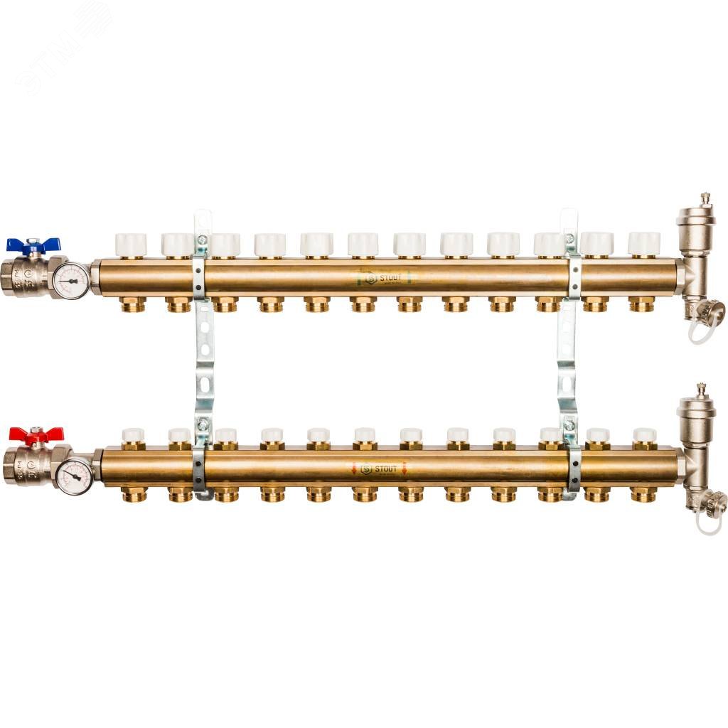 Изображение товара Коллектор распределительный из латуни без расходомеров 12 вых. (шт)