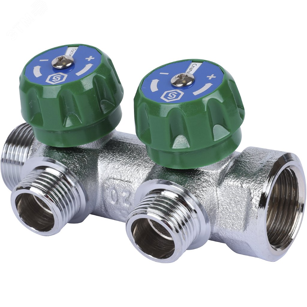 Изображение товара Коллектор регулирующий STOUT 3/4', 2 отвода 1/2' плоское уплотнение