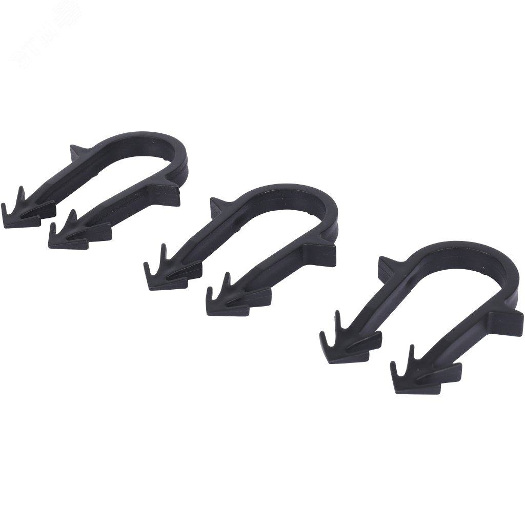 Изображение товара Скоба якорная с двойным креплением для труб д.16-20мм, цвет черный, 50 мм (шт)