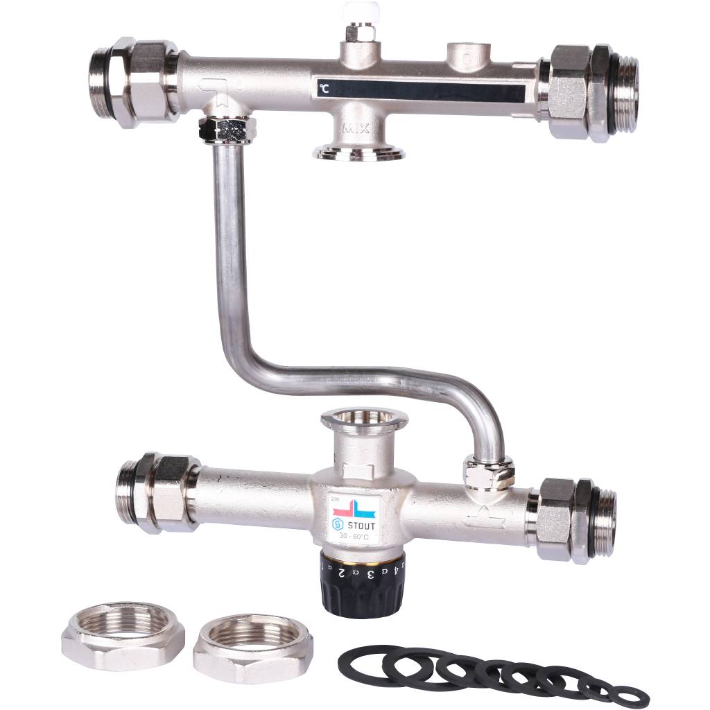 Узел насосно-смесительный с термостатическим клапаном 30-60 град.C, без насоса