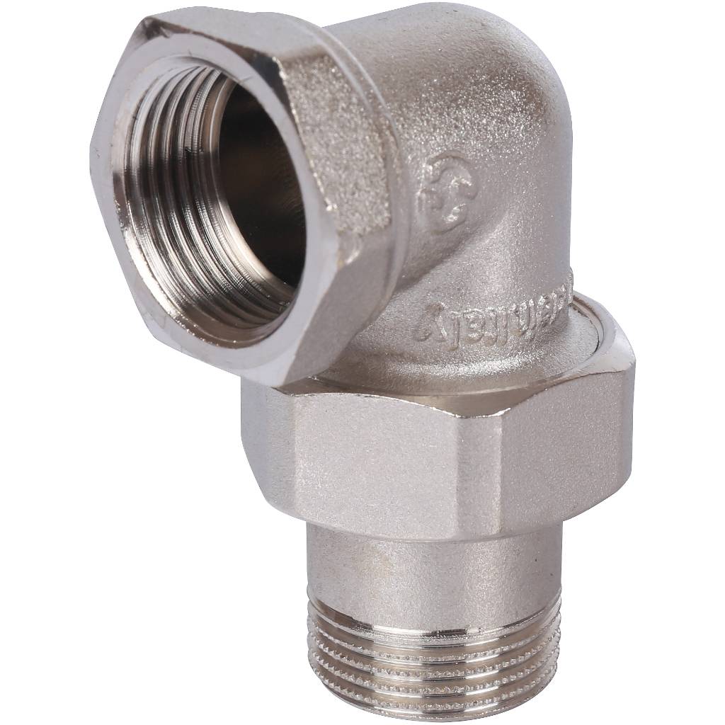 Соединение разъемное угловое 'американка' ВН, уплотнение под гайкой o-ring кольцо, никелированное 1'1/2