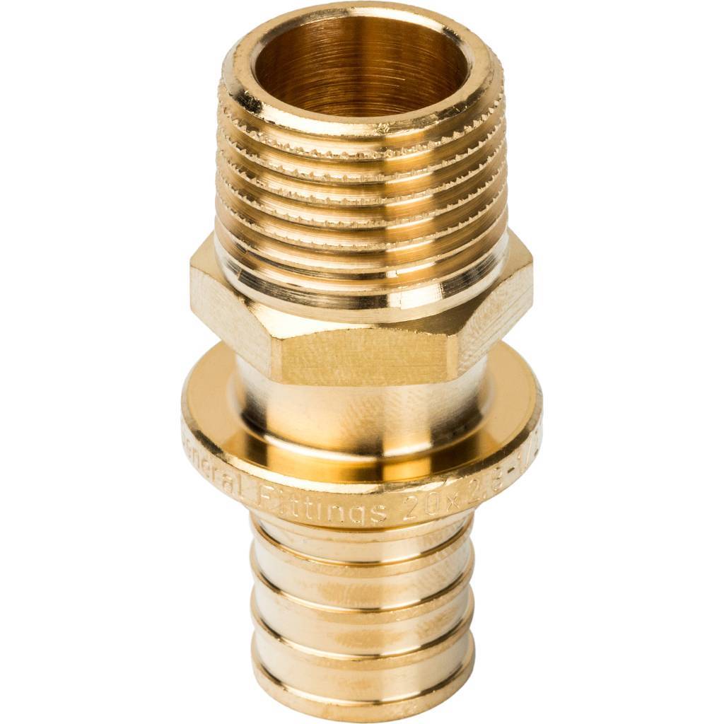 Переходник 20х1/2'НР с наружной резьбой, аксиальный, латунь