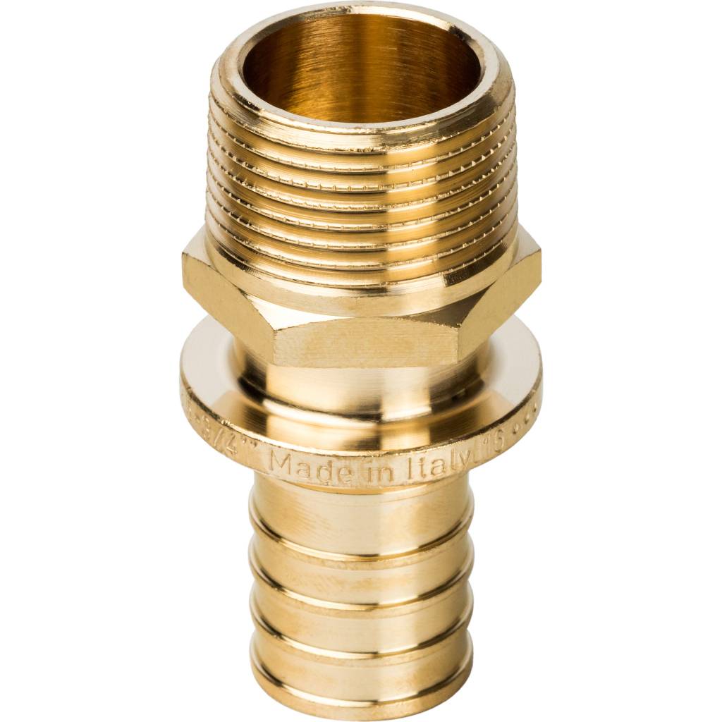 Переходник 25х3/4'НР с наружной резьбой, аксиальный, латунь
