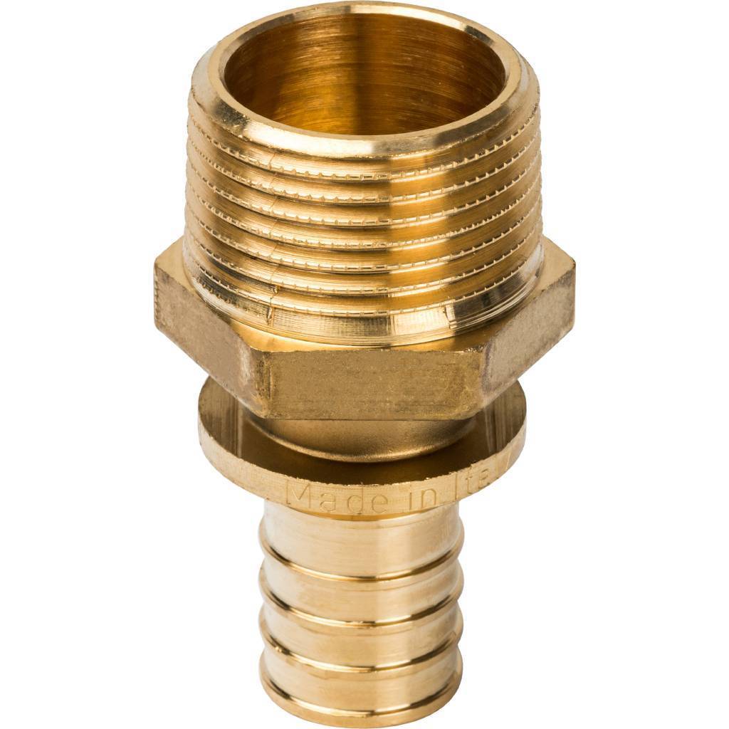 Переходник 25х1'НР с наружной резьбой, аксиальный, латунь