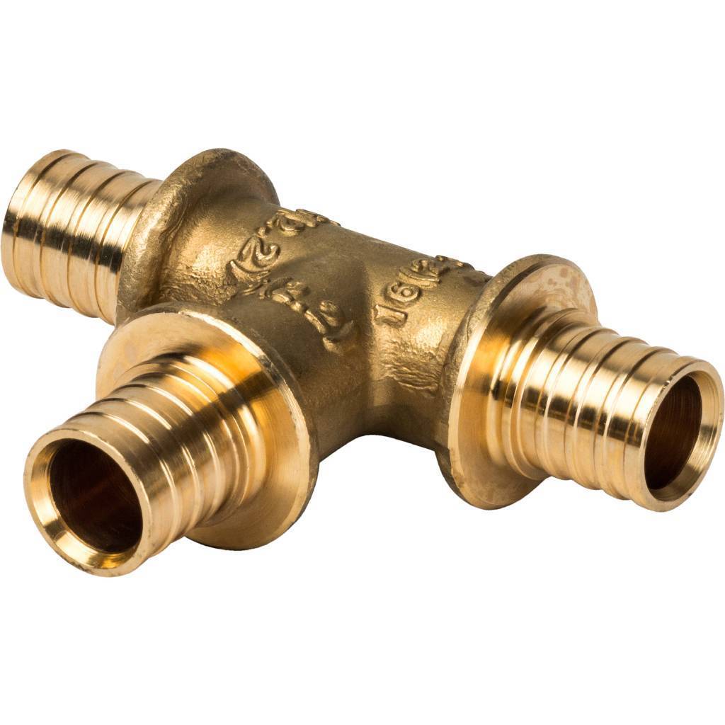 Тройник 16 равносторонний, аксиальный, латунь