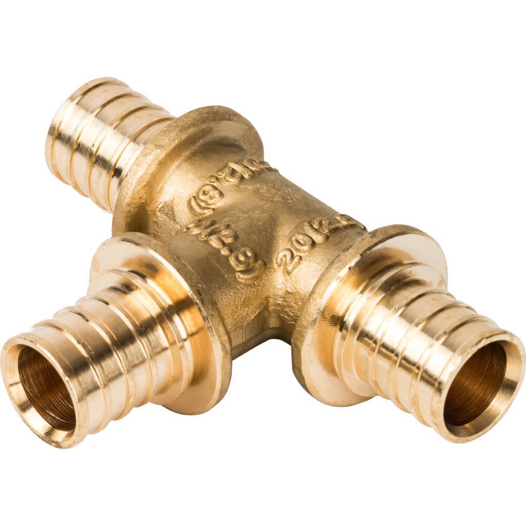 Тройник 20 равносторонний, аксиальный, латунь