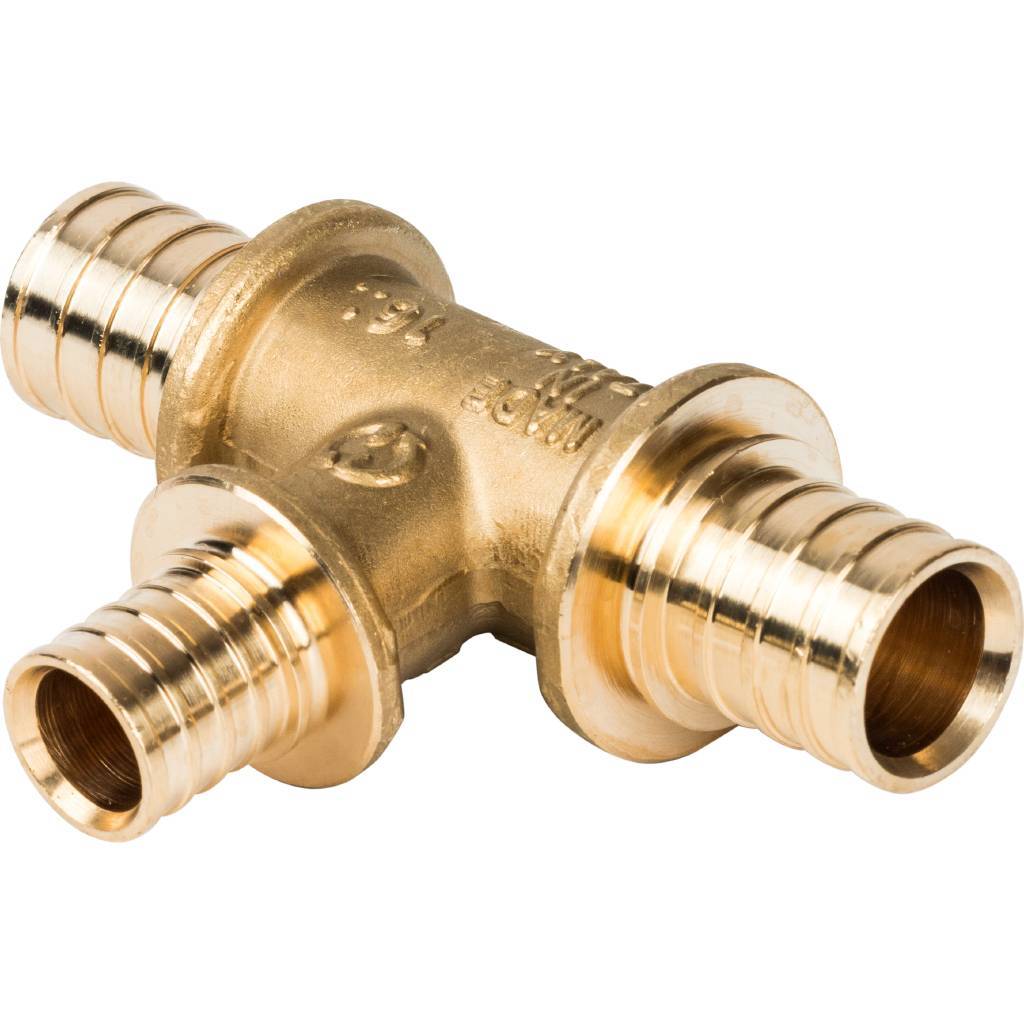 Тройник 20х16х20 переходной, аксиальный, для труб из сшитого полиэтилена