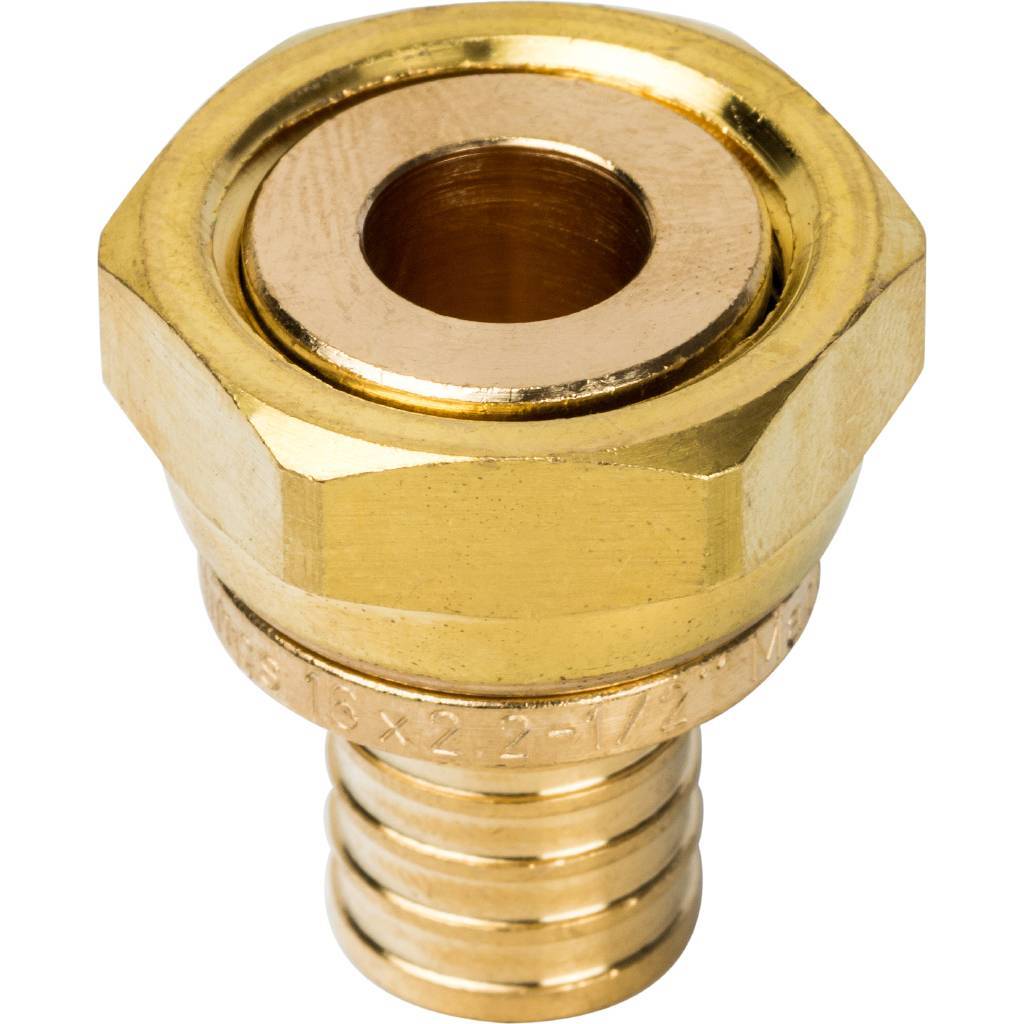 Переходник 16х1/2'ВР с накидной гайкой, аксиальный, латунь