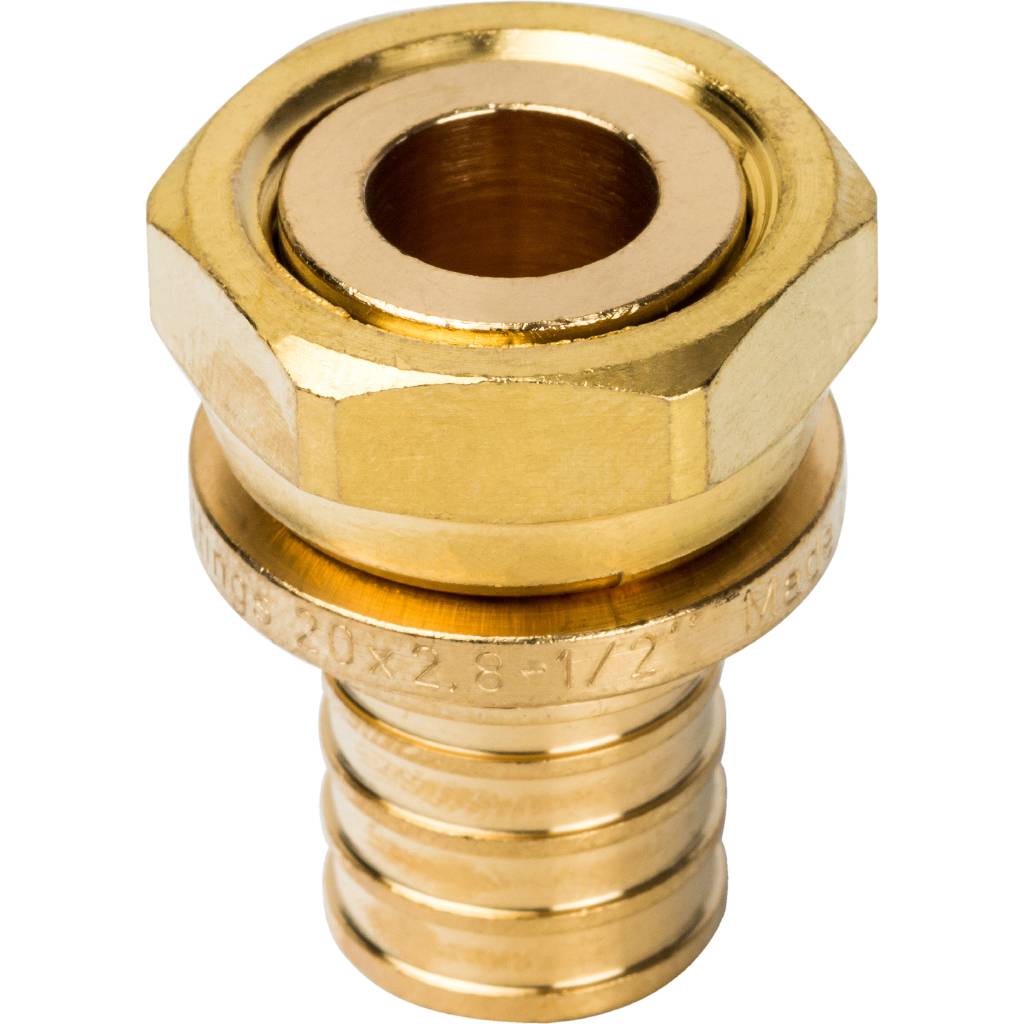 Переходник 20х1/2'ВР с накидной гайкой, аксиальный, латунь