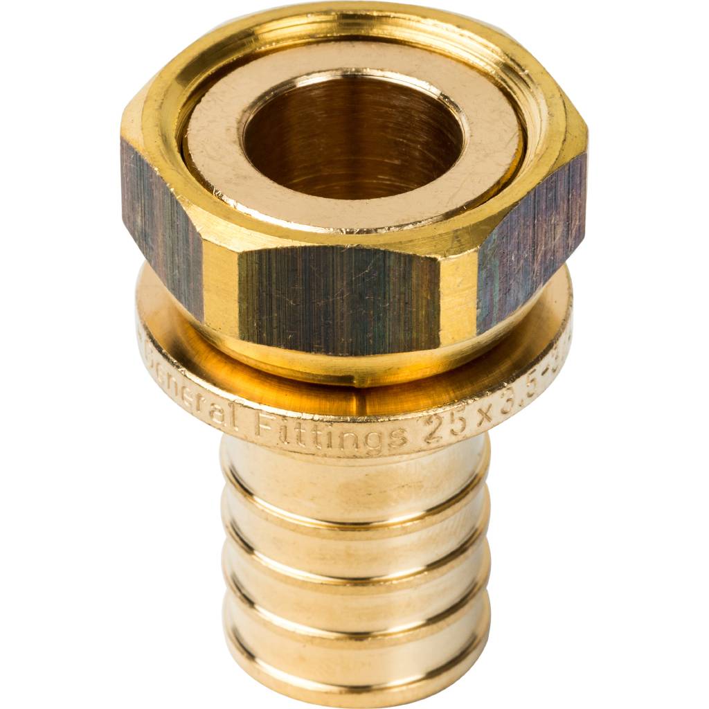 Переходник 25х3/4'ВР с накидной гайкой, аксиальный, латунь