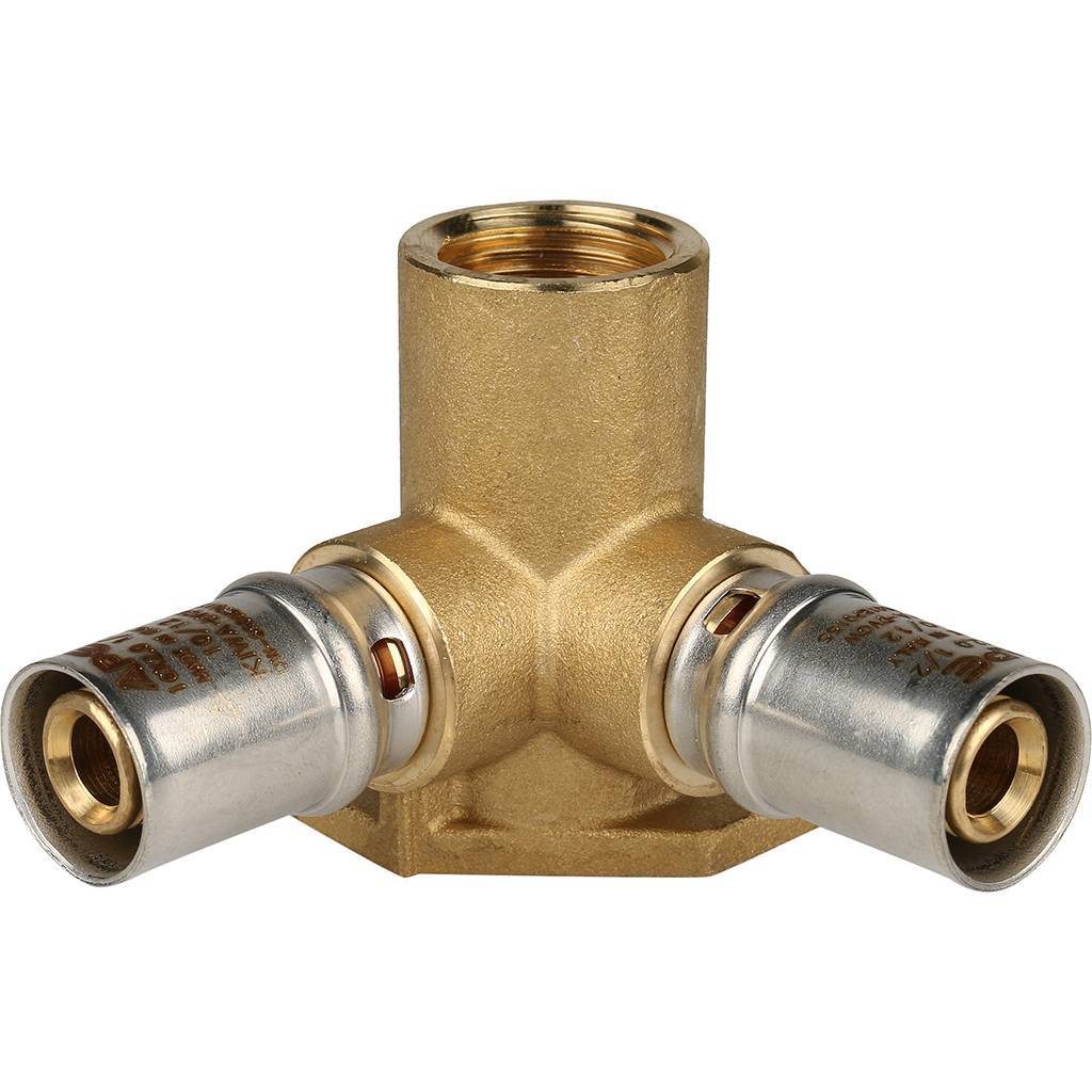 Тройник-пресс настенный с креплением 1/2'х16 для металлопластиковых труб