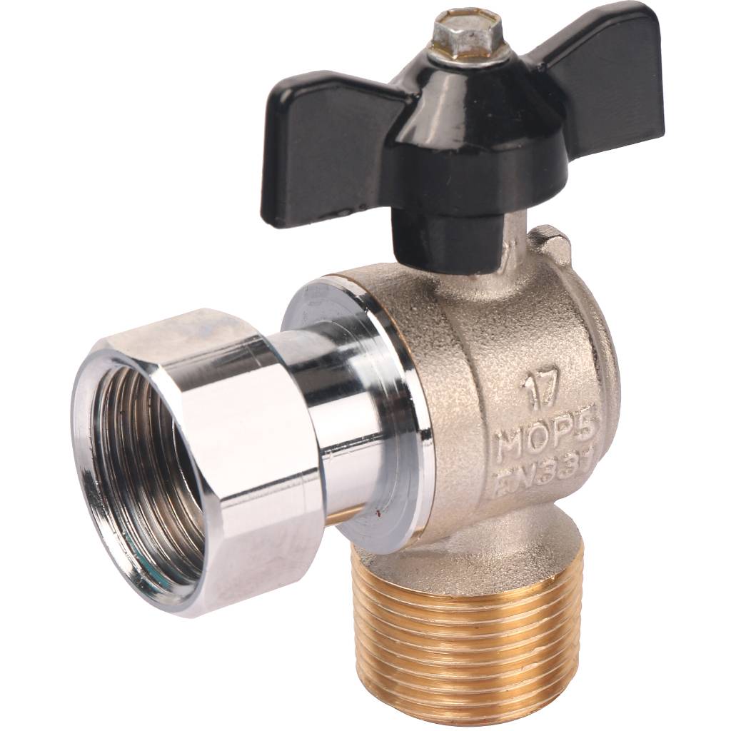 Кран шаровой с накидной гайкой угловой 3/4'X3/4' НР/накидная гайка ручка бабочка