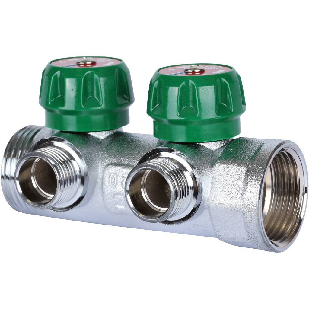 Коллектор распределительный 1'x2 выхода 1/2'