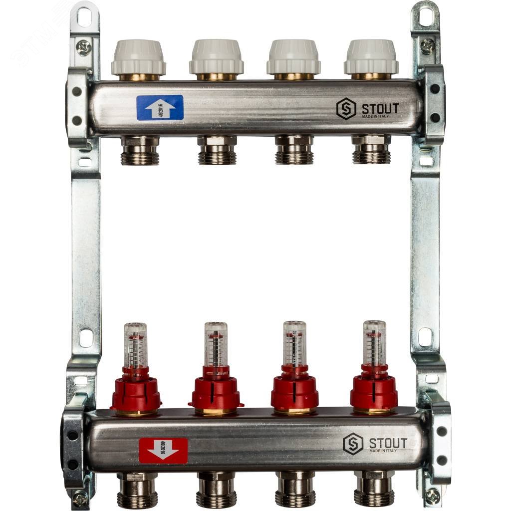 Изображение товара Коллектор из нержавеющей стали с расходомерами 4 вых. (шт)