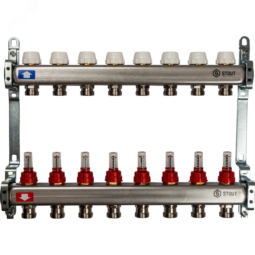 Изображение товара Коллектор из нержавеющей стали с расходомерами 8 вых. (шт)