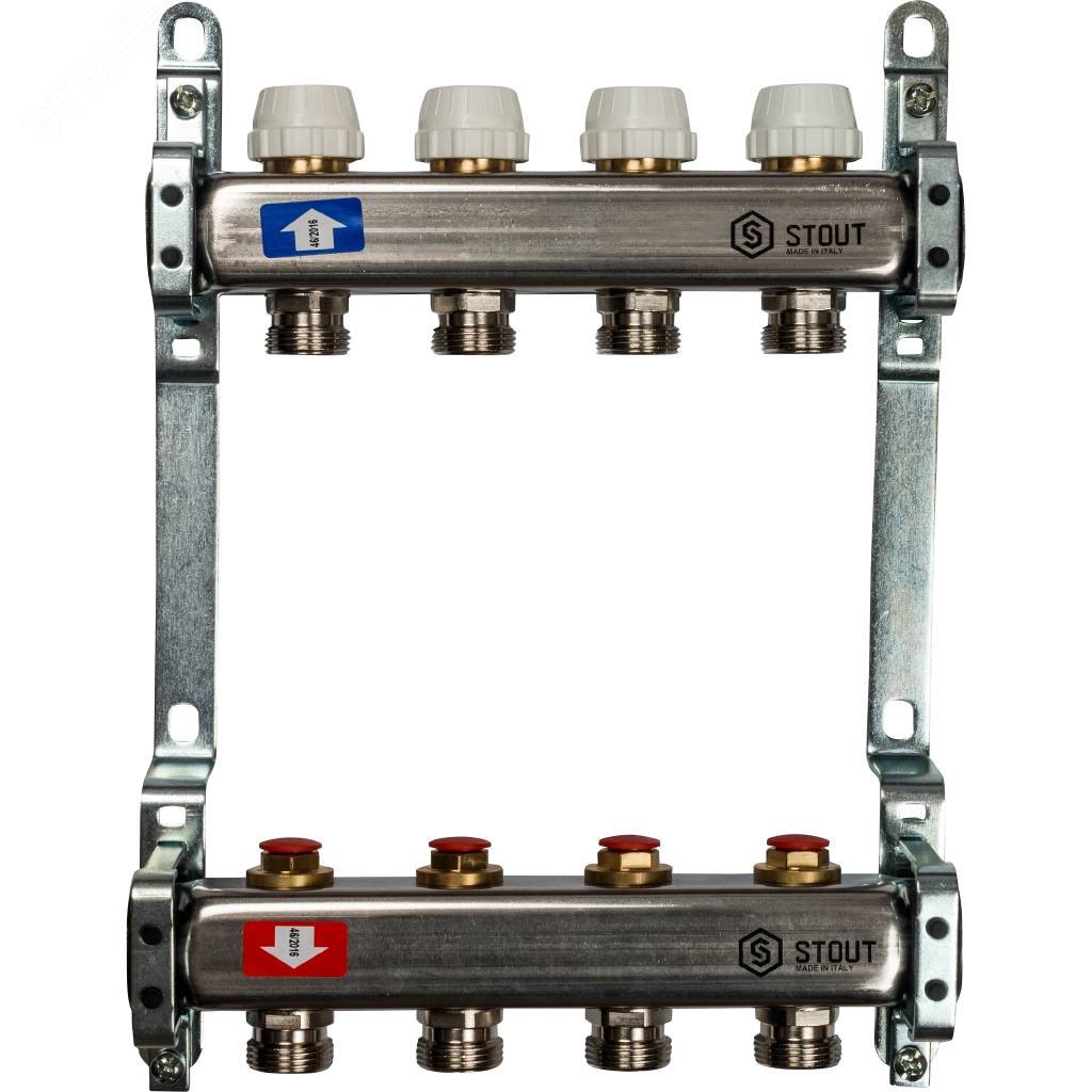 Изображение товара Коллектор коллекторный с регулировочными клапанами 1'x4 выхода, Италия