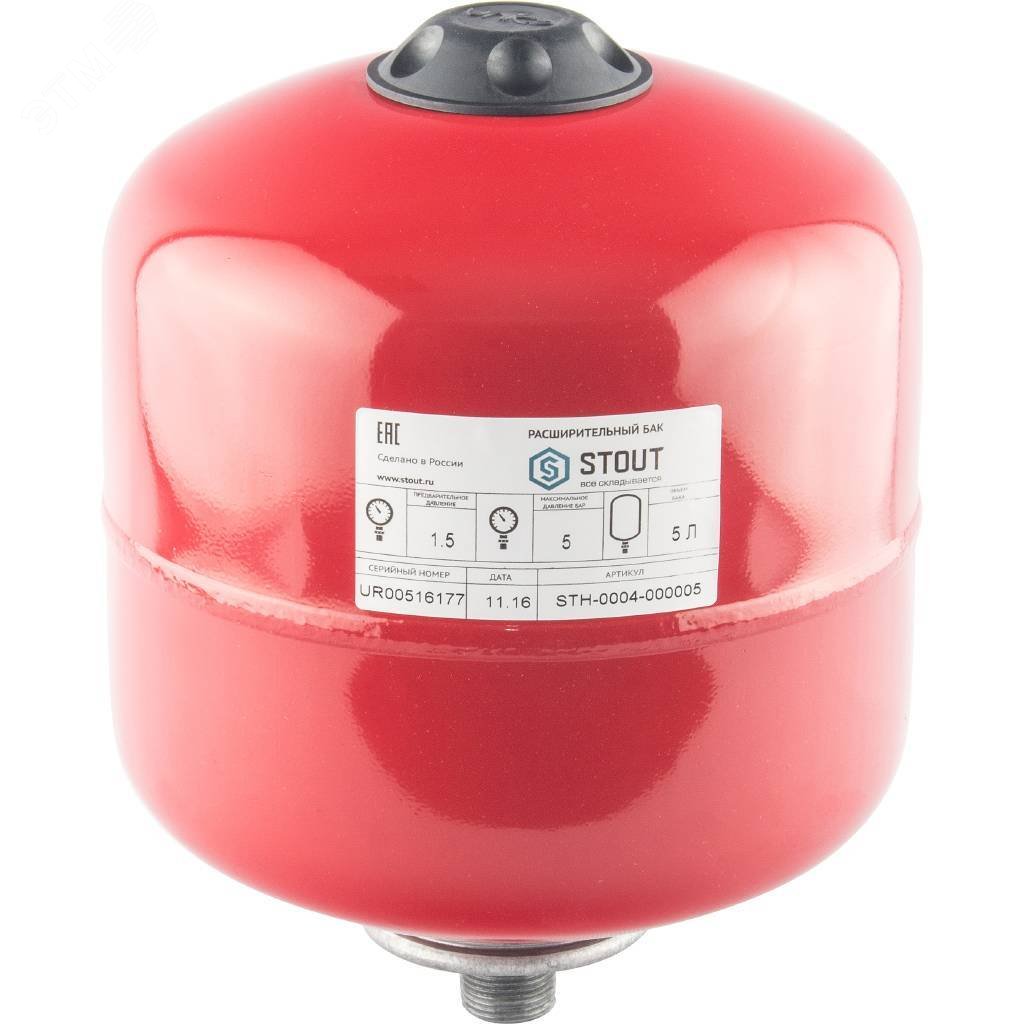 Бак расширительный на отопление 5 л. (цвет красный) STH-0004-000005 STOUT - превью