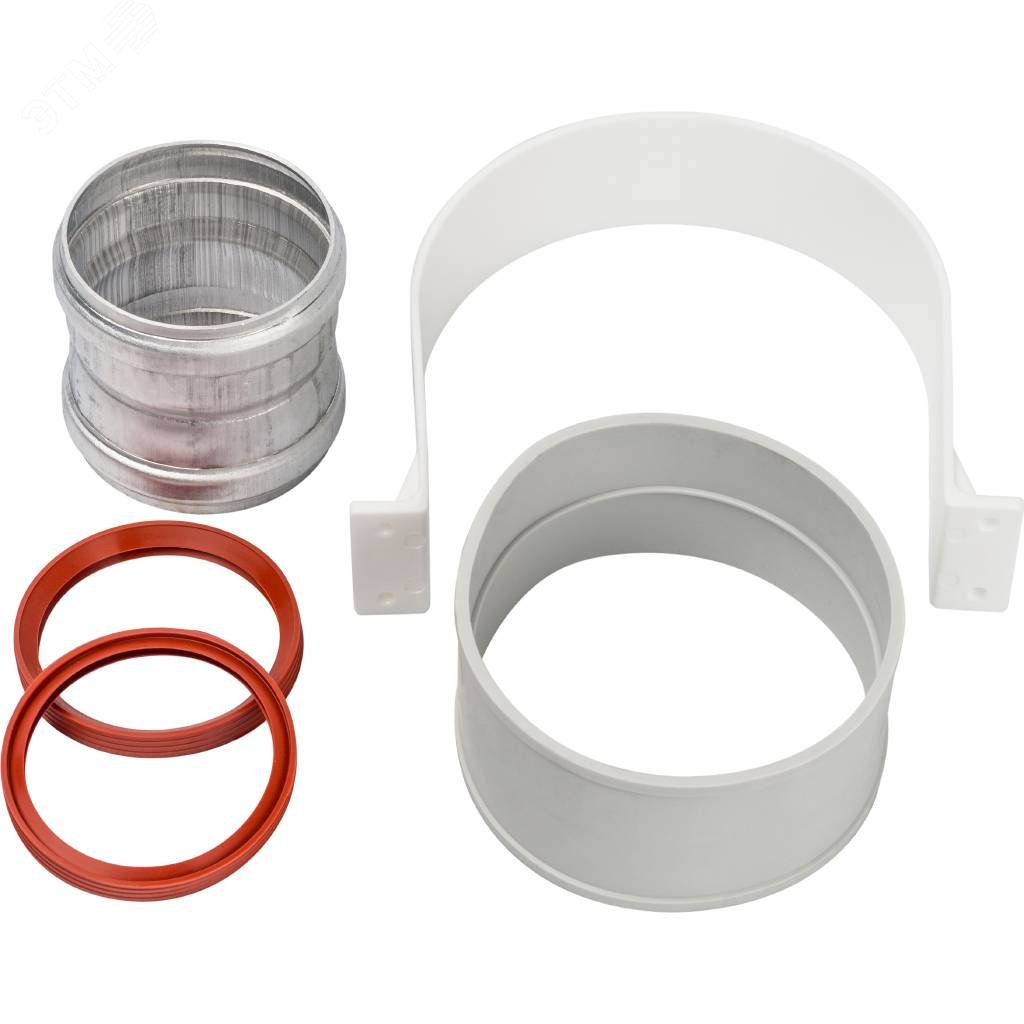 Изображение товара Элемент дымохода Ду100, комплект для соединения труб внешний, уплотнение EPDM, хомут в комплекте (шт)