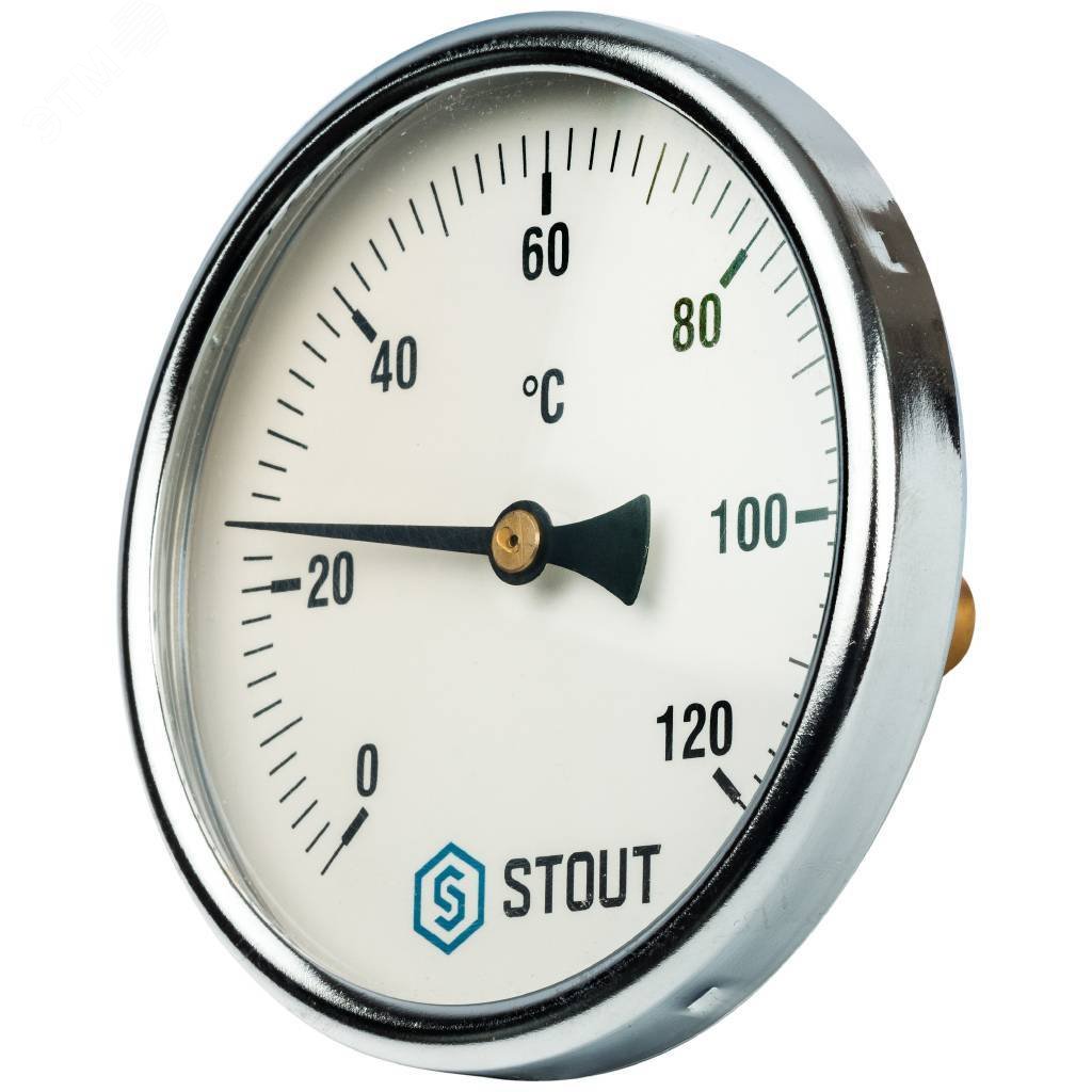 Термометр биметаллический с погружной гильзой Dn 100 мм, гильза 50 мм 1/2' SIM-0001-105015 STOUT