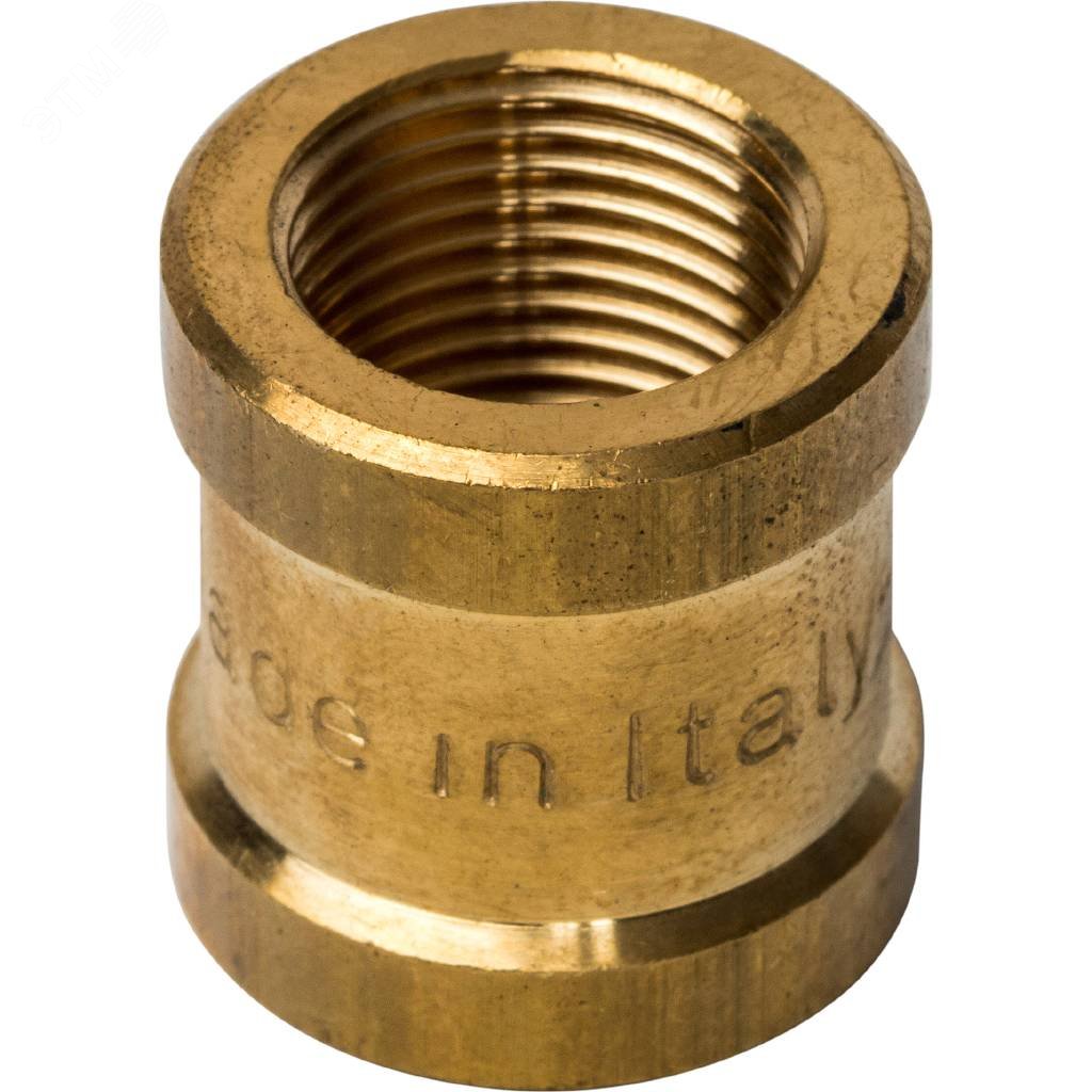 Изображение товара Муфта ВВ 3/8 дюйма латунная для труб резьбовое соединение Италия