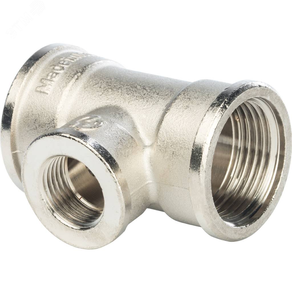 Изображение товара Тройник ВВВ 1'х1/2'х1' никелированный для систем водоснабжения