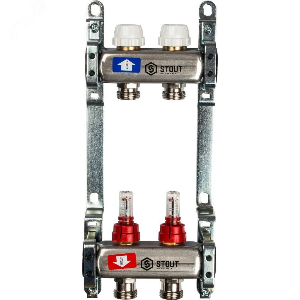 Изображение товара Коллектор из нержавеющей стали с расходомерами 2 вых. (шт)