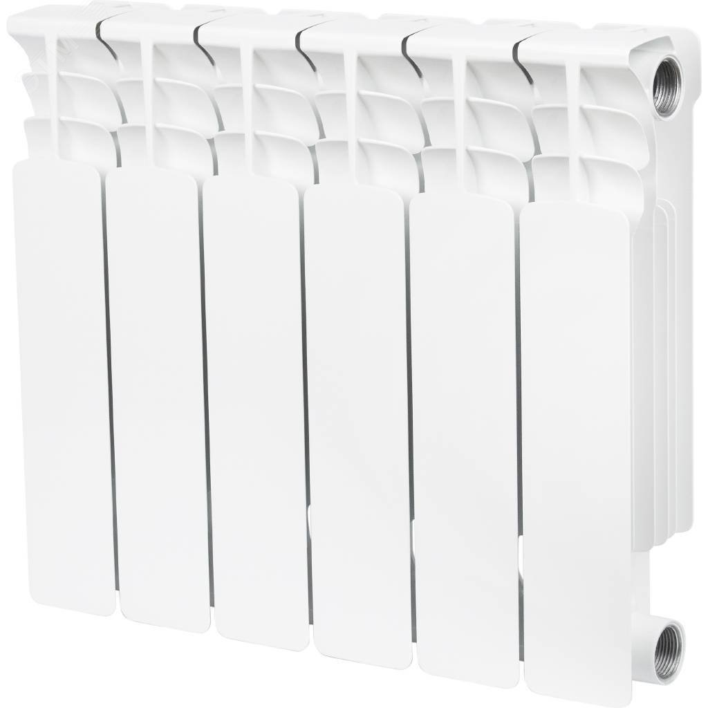 Изображение товара Биметаллический радиатор Stout серия Space 6 секций боковое подключение 430×480 мм