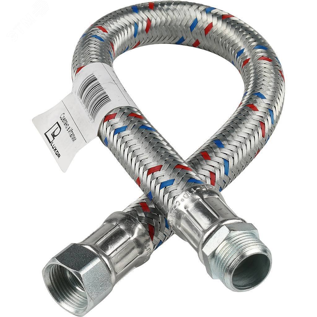 Изображение товара Гибкая подводка для воды 3/4 ВН длина 60 см оцинкованная сталь STOUT