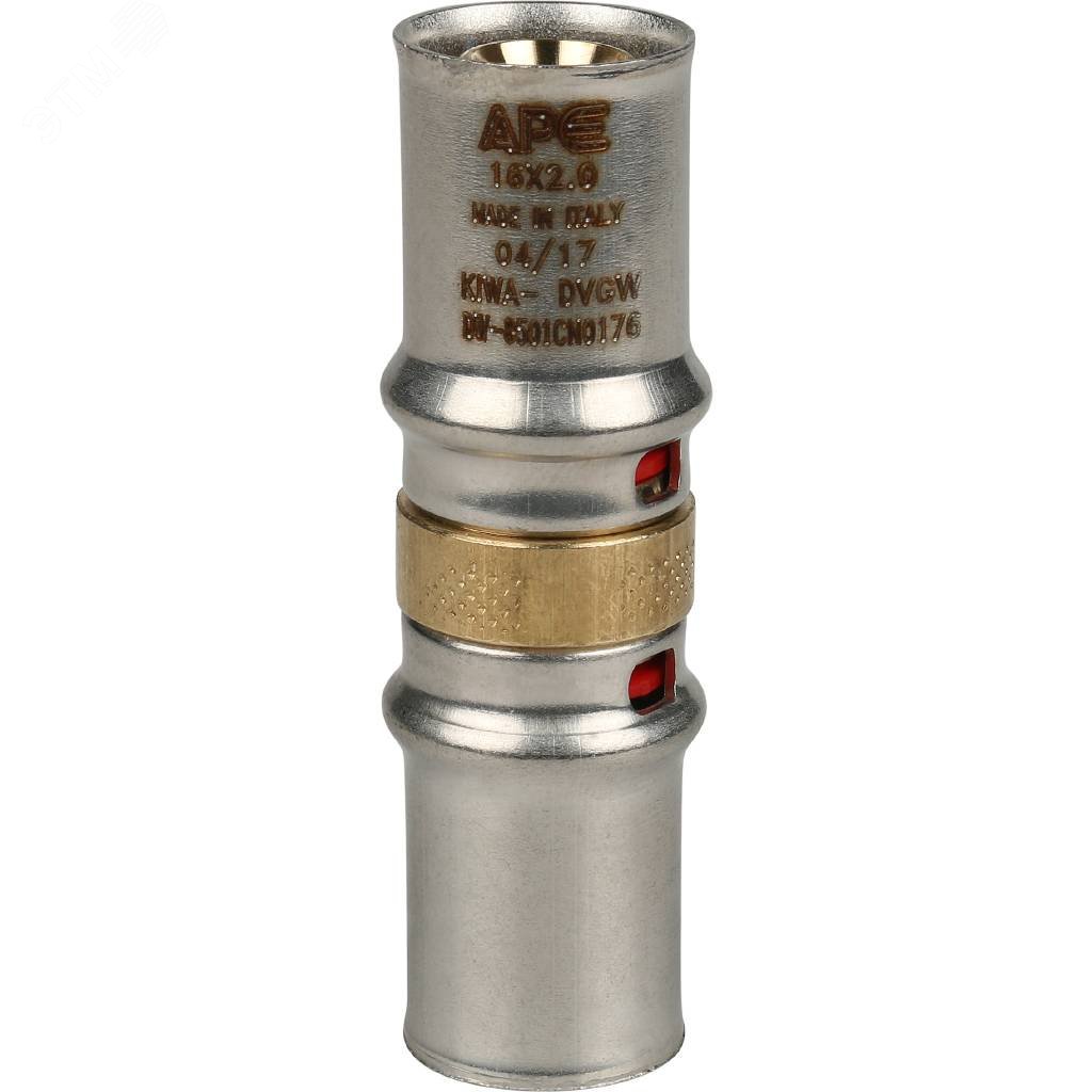 Муфта-пресс соединительная равнопроходная 16х16 для металлопластиковых труб SFP-0003-001616 STOUT - превью 2